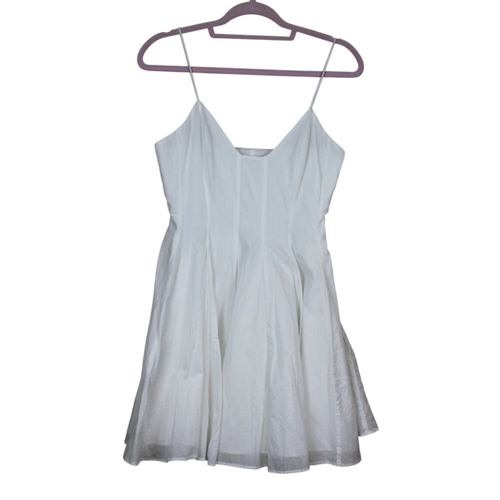 Zara White Cotton Sleeveless Strappy Fit &‎ Flare Lined Vneck Mini Dress Size S